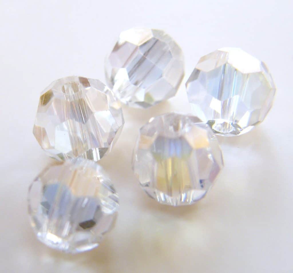 100pcs 6mm Faceted Round Crystal Beads Clear AB BeadsForEwe