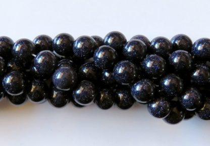 10mm blue goldstone round gemstone bead