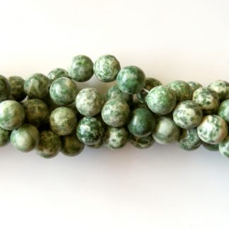 10mm green spot jasper round gemstone bead