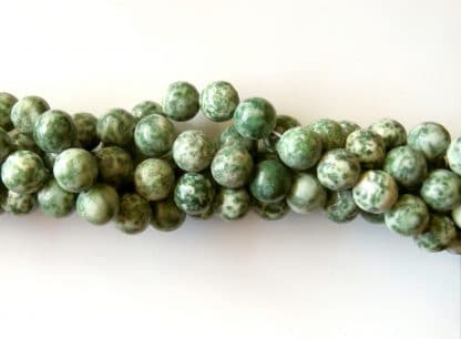 10mm green spot jasper round gemstone bead