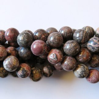 10mm leopardskin jasper round gemstone bead