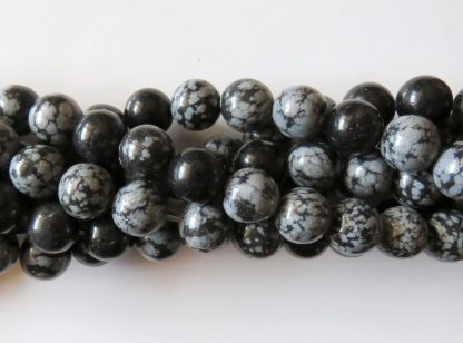 10mm snowflake obsidian round gemstone bead