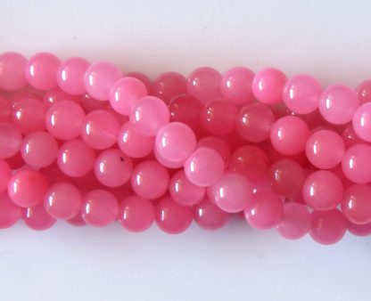 6mm malaysian jade round gemstone bead rose pink