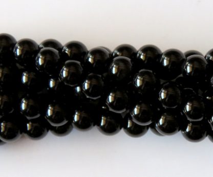 6mm black agate round gemstone bead
