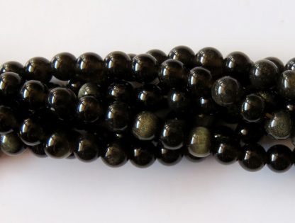 6mm golden sheen obsidian round gemstone bead