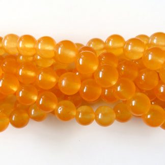 8mm malaysian jade round gemstone bead bright orange topaz