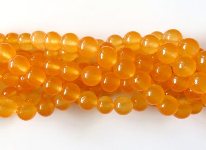 8mm malaysian jade round gemstone bead bright orange topaz