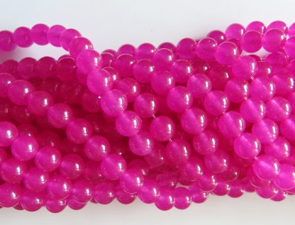 8mm malaysian jade round gemstone bead bright pink