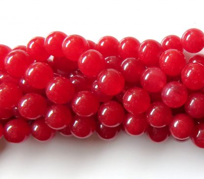 8mm malaysian jade round gemstone bead bright red