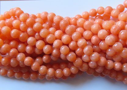 8mm malaysian jade round gemstone bead opaque orange
