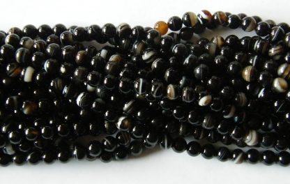 8mm black lace agate round gemstone beads