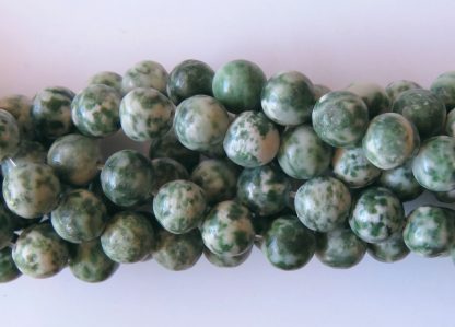 8mm green spot round gemstone beads