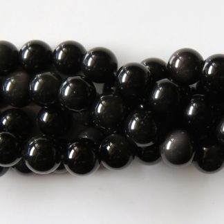 8mm black obsidian round gemstone bead
