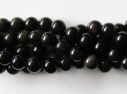 8mm black obsidian round gemstone bead