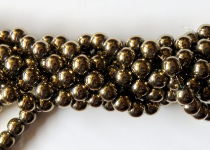 8mm pyrite golden round gemstone beads