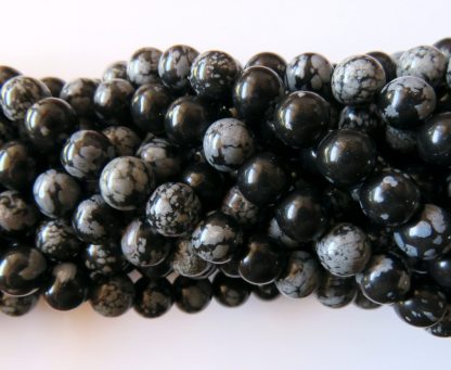8mm snowflake obsidian round gemstone beads