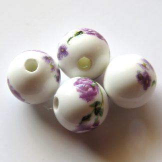 10mm white amethyst rose porcelain bead
