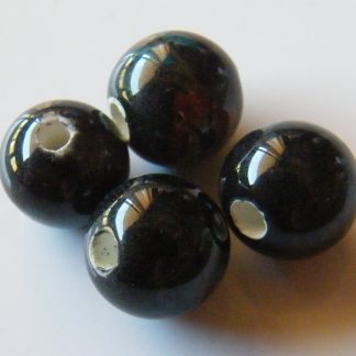 10mm black brown flower porcelain bead