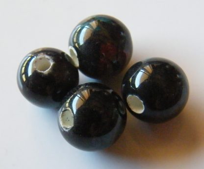 10mm black brown flower porcelain bead