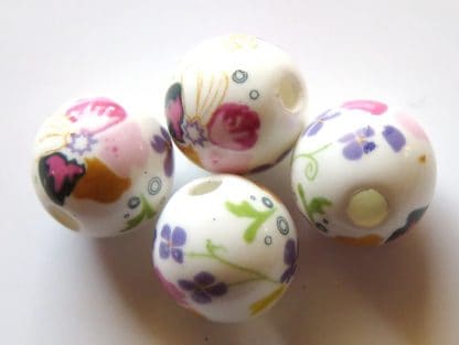 10mm white coloured flower bed porcelain beads