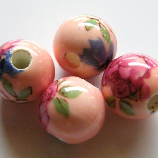 10mm peach pink flower porcelain bead