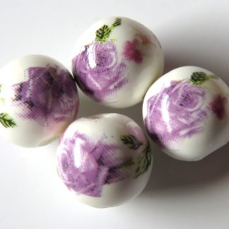 10mm white purple rose porcelain bead