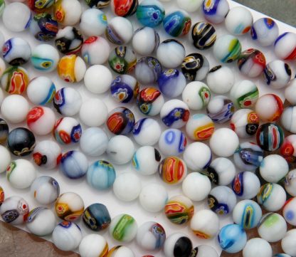 10mm round white millefiori glass beads