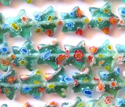 10mm flat star millefiori glass beads