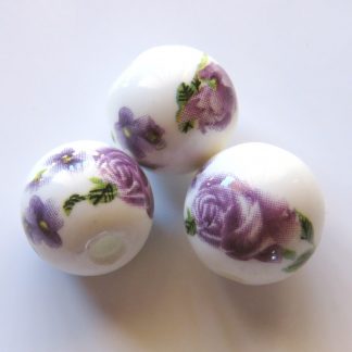 12mm white amethyst rose porcelain bead