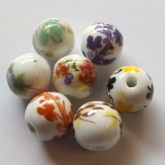 12mm white mixed porcelain bead