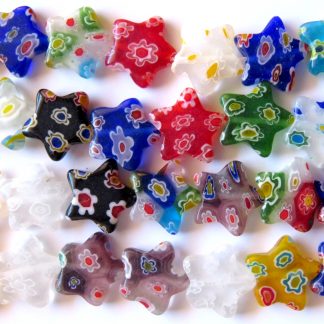 14mm flat star millefiori glass beads
