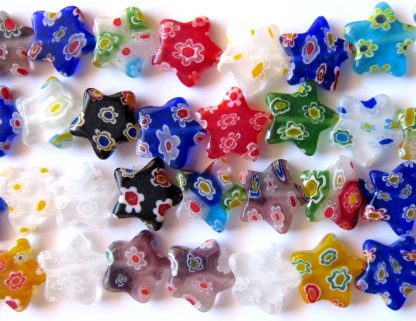 14mm flat star millefiori glass beads