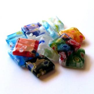14mm flat square wafer millefiori glass beads
