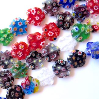 16mm flat flower millefiori glass beads