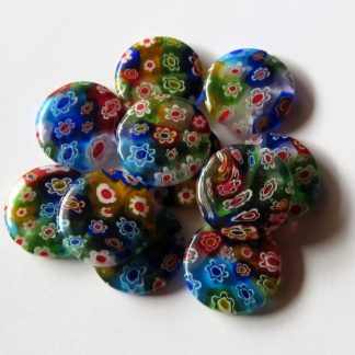 17.5mm flat round wafer millefiori glass beads