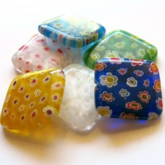20mm flat square wafer millefiori glass beads