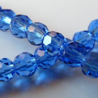 4mm round faceted dark blue crystal beads