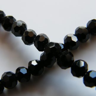 4mm round faceted black crystal beads