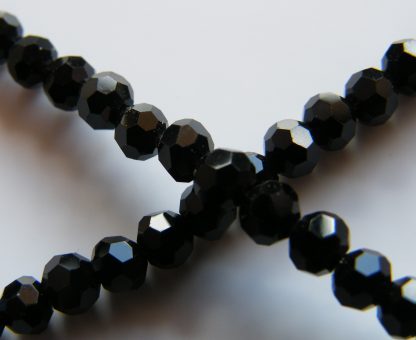 4mm round faceted black crystal beads