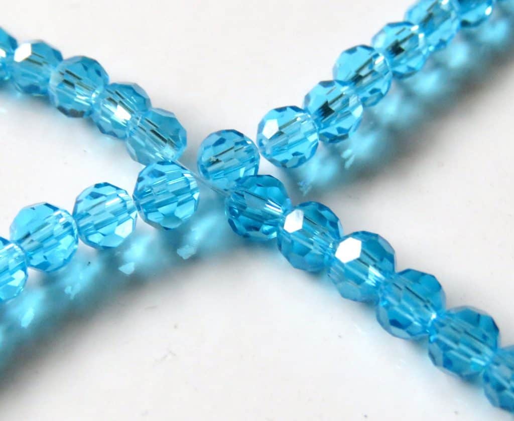 125pcs 4mm Faceted Round Crystal Beads - Bright Aqua | BeadsForEwe