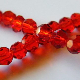 4mm round faceted bright red crystal beads