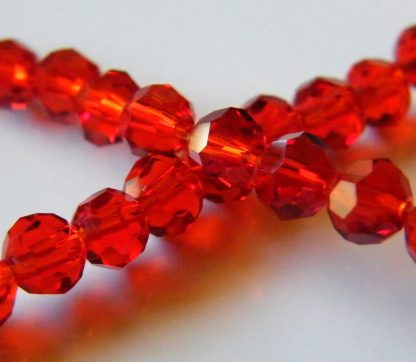 4mm round faceted bright red crystal beads