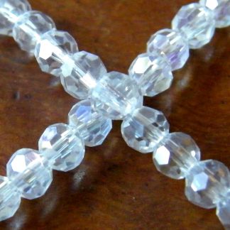 4mm round faceted clear AB crystal beads