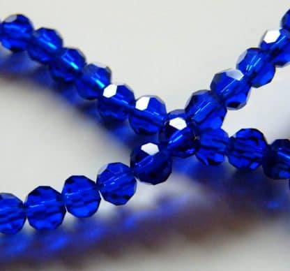 4mm round faceted cobalt crystal beads