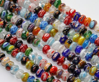 7x10mm rondelle millefiori glass beads