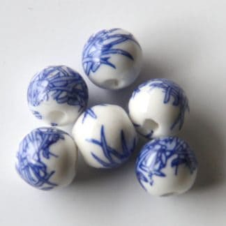 8mm white cobalt bamboo porcelain beads