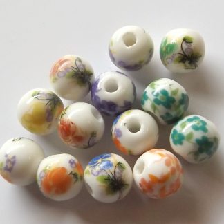 8mm white mixed porcelain bead