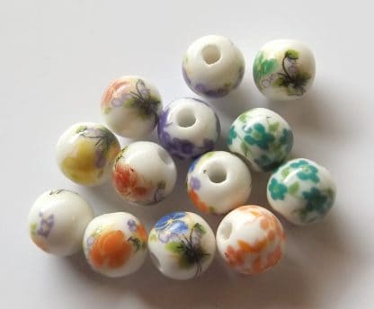 8mm white mixed porcelain bead