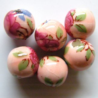 8mm peach pink flower porcelain bead