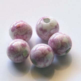 8mm white pink cherry blossom porcelain bead